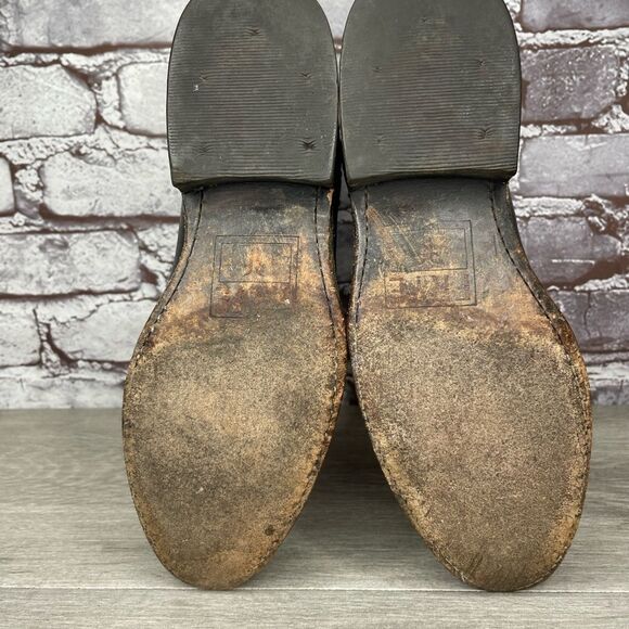 FRYE Jenna Disc Short Black Distressed Leather Rivet Stud Boots Women 6B US/36.5 - Picture 12 of 15